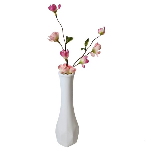 Vintage Vase E O Brody Co USA White Milk Glass Flower Bud Holder 8.5" Tall - Picture 3 of 16